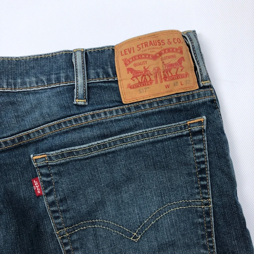 Levis 517 Mens 40x32 Blue Bootcut Jeans Medium Wash Denim Stretch Pants
